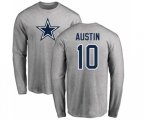 Dallas Cowboys #10 Tavon Austin Ash Name & Number Logo Long Sleeve T-Shirt