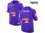 2016 US Flag Fashion Youth Clemson Tigers DeShaun Watson #4 College Football Limited Jersey - Purple