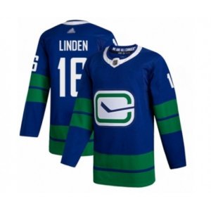Vancouver Canucks #16 Trevor Linden Authentic Royal Blue Alternate Hockey Jersey