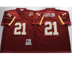 Washington Redskins #21 Sean Taylor Red With 50TH Patch Authentic Throwback Football Jersey