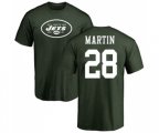 New York Jets #28 Curtis Martin Green Name & Number Logo T-Shirt