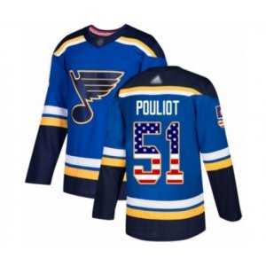 St. Louis Blues #51 Derrick Pouliot Authentic Blue USA Flag Fashion Hockey Jersey