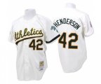 Oakland Athletics #42 Dave Henderson Authentic White Throwback Baseball Jersey