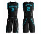 Charlotte Hornets #2 Larry Johnson Authentic Black Basketball Suit Jersey - City Edition