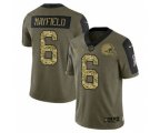 Cleveland Browns #6 Baker Mayfield 2021 Olive Camo Salute To Service Limited Stitched Football Jersey