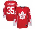 Toronto Maple Leafs #35 Curtis McElhinney Authentic Red Alternate NHL Jersey
