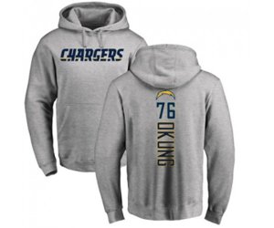 Los Angeles Chargers #76 Russell Okung Ash Backer Pullover Hoodie