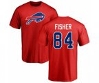 Buffalo Bills #84 Jake Fisher Red Name & Number Logo T-Shirt