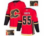 Calgary Flames #55 Noah Hanifin Authentic Red Fashion Gold Hockey Jersey