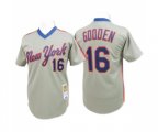 New York Mets #16 Dwight Gooden Authentic Grey Throwback Baseball Jersey