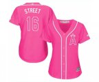 Women's Los Angeles Angels of Anaheim #16 Huston Street Authentic Pink Fashion Baseball Jersey