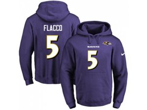 Baltimore Ravens #5 Joe Flacco Purple Name & Number Pullover NFL Hoodie