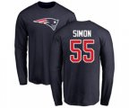 New England Patriots #55 John Simon Navy Blue Name & Number Logo Long Sleeve T-Shirt