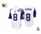Dallas Cowboys #8 Troy Aikman Authentic White 75TH Patch Throwback Football Jersey