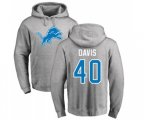 Detroit Lions #40 Jarrad Davis Ash Name & Number Logo Pullover Hoodie