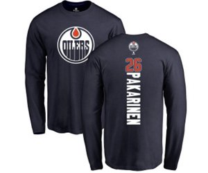 Edmonton Oilers #26 Iiro Pakarinen Navy Blue Backer Long Sleeve T-Shirt