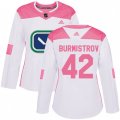 Women Vancouver Canucks #42 Alex Burmistrov Authentic White Pink Fashion NHL Jersey