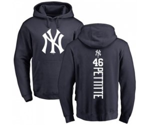 MLB Nike New York Yankees #46 Andy Pettitte Navy Blue Backer Pullover Hoodie