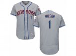 New York Mets #1 Mookie Wilson Grey Flexbase Authentic Collection MLB Jersey