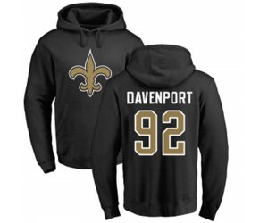New Orleans Saints #92 Marcus Davenport Black Name & Number Logo Pullover Hoodie