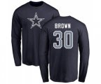 Dallas Cowboys #30 Anthony Brown Navy Blue Name & Number Logo Long Sleeve T-Shirt