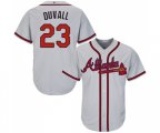 Atlanta Braves #23 Adam Duvall Replica Grey Road Cool Base Baseball Jersey