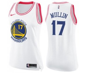 Women\'s Golden State Warriors #17 Chris Mullin Swingman White Pink Fashion Basketball Jersey