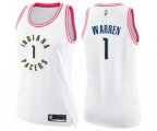 Women's Indiana Pacers #1 T.J. Warren Swingman White Pink Fashion Basketball Jersey