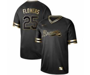 Atlanta Braves #25 Tyler Flowers Authentic Black Gold Fashion Baseball Jersey