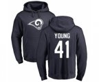 Los Angeles Rams #41 Kenny Young Navy Blue Name & Number Logo Pullover Hoodie