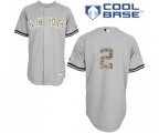 New York Yankees #2 Derek Jeter Authentic Grey USMC Cool Base Baseball Jersey