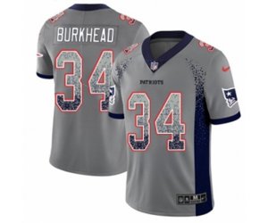 New England Patriots #34 Rex Burkhead Limited Gray Rush Drift Fashion NFL Jersey