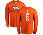 Denver Broncos #5 Joe Flacco Orange Backer Long Sleeve T-Shirt
