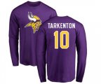 Minnesota Vikings #10 Fran Tarkenton Purple Name & Number Logo Long Sleeve T-Shirt