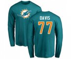 Miami Dolphins #77 Jesse Davis Aqua Green Name & Number Logo Long Sleeve T-Shirt