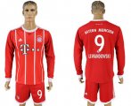 2017-18 Bayern Munich 9 LEWANDOWSKI Home Long Sleeve Soccer Jersey