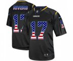 Los Angeles Chargers #17 Philip Rivers Elite Black USA Flag Fashion Football Jersey