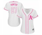 Women's Oakland Athletics #27 Catfish Hunter Replica White Fashion Cool Base Baseball Jersey