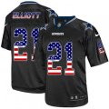 Dallas Cowboys #21 Ezekiel Elliott Elite Black USA Flag Fashion NFL Jersey
