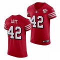 San Francisco 49ers Retired Player #42 Ronnie Lott Nike Scarlet Retro 1994 75th Anniversary Throwback Classic Limited Jersey
