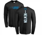 Carolina Panthers #1 Cam Newton Black Backer Long Sleeve T-Shirt