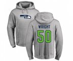 Seattle Seahawks #50 K.J. Wright Ash Name & Number Logo Pullover Hoodie