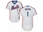 New York Mets #1 Mookie Wilson White Royal Flexbase Authentic Collection MLB Jersey