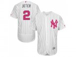 New York Yankees #2 Derek Jeter Authentic White Fashion Flex Base MLB Jersey