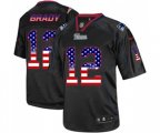 New England Patriots #12 Tom Brady Elite Black USA Flag Fashion Football Jersey