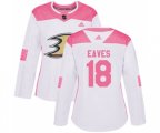 Women Anaheim Ducks #18 Patrick Eaves Authentic White Pink Fashion Hockey Jersey