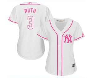 Women\'s New York Yankees #3 Babe Ruth Authentic White Fashion Cool Base Baseball Jersey