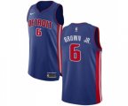 Detroit Pistons #6 Bruce Brown Jr. Authentic Royal Blue Basketball Jersey - Icon Edition