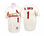 St. Louis Cardinals #1 Ozzie Smith Authentic Cream Throwback Baseball Jersey