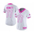 Women New England Patriots #77 Michael Bennett Limited White Pink Rush Fashion Football Jersey